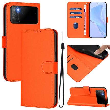 Skin Feel Solid Color Leather Phone Case with Lanyard, For Xiaomi Poco M3
