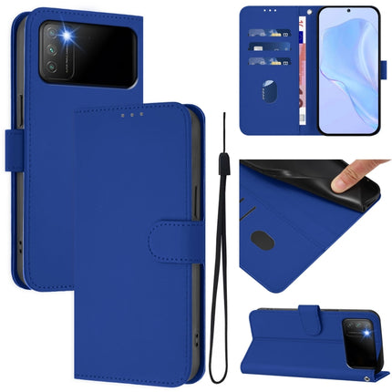 Skin Feel Solid Color Leather Phone Case with Lanyard, For Xiaomi Poco M3