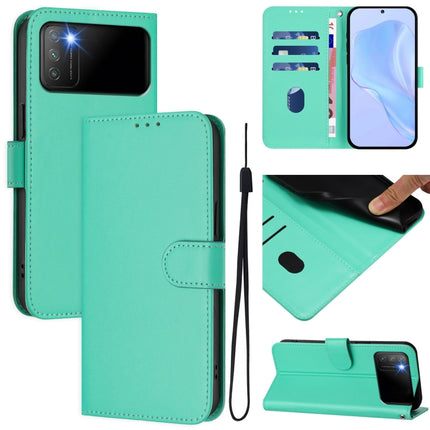 Skin Feel Solid Color Leather Phone Case with Lanyard, For Xiaomi Poco M3