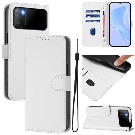 Skin Feel Solid Color Leather Phone Case with Lanyard, For Xiaomi Poco M3
