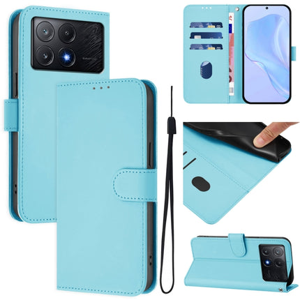 Skin Feel Solid Color Leather Phone Case with Lanyard, For Xiaomi Poco X6 Pro