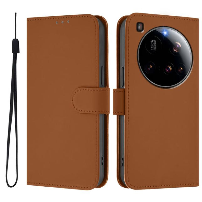 Skin Feel Solid Color Leather Phone Case with Lanyard, For Xiaomi 15 Ultra