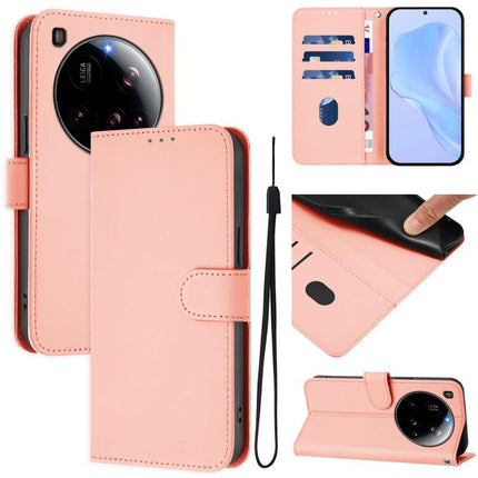Skin Feel Solid Color Leather Phone Case with Lanyard, For Xiaomi 15 Ultra