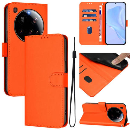 Skin Feel Solid Color Leather Phone Case with Lanyard, For Xiaomi 15 Ultra