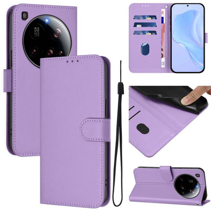Skin Feel Solid Color Leather Phone Case with Lanyard, For Xiaomi 15 Ultra
