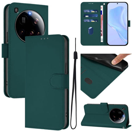 Skin Feel Solid Color Leather Phone Case with Lanyard, For Xiaomi 15 Ultra