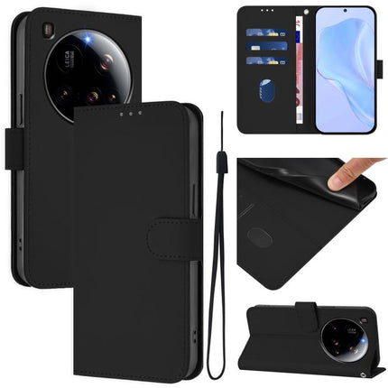 Skin Feel Solid Color Leather Phone Case with Lanyard, For Xiaomi 15 Ultra