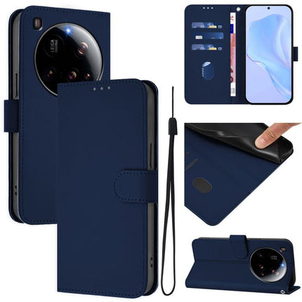 Skin Feel Solid Color Leather Phone Case with Lanyard, For Xiaomi 15 Ultra