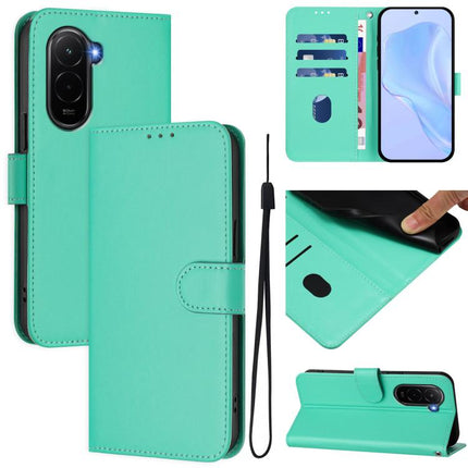 Skin Feel Solid Color Leather Phone Case with Lanyard, For Xiaomi Poco M7 4G 169mm