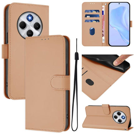 Skin Feel Solid Color Leather Phone Case with Lanyard, For Xiaomi Poco M7 5G / C75 4G