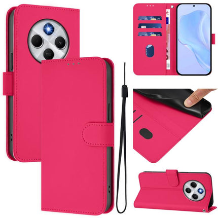 Skin Feel Solid Color Leather Phone Case with Lanyard, For Xiaomi Poco M7 5G / C75 4G