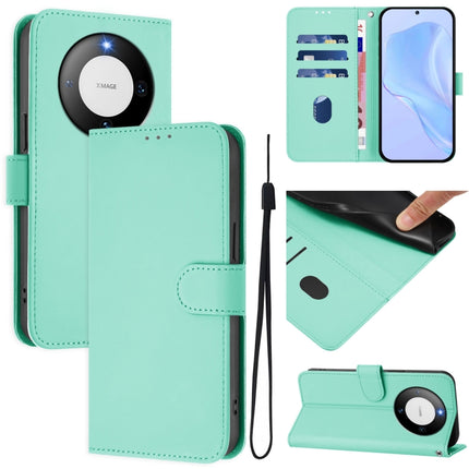 Skin Feel Solid Color Leather Phone Case with Lanyard, For Huawei Mate 60 Pro / 60 Pro+