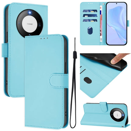 Skin Feel Solid Color Leather Phone Case with Lanyard, For Huawei Mate 60 Pro / 60 Pro+