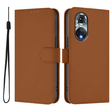 Skin Feel Solid Color Leather Phone Case with Lanyard, For Huawei nova 9
