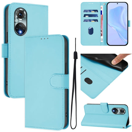 Skin Feel Solid Color Leather Phone Case with Lanyard, For Huawei nova 9