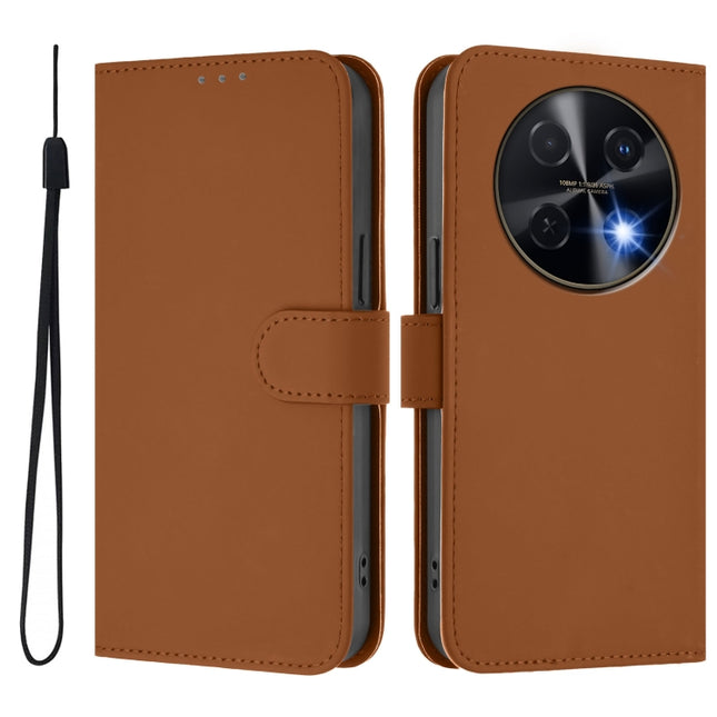 Skin Feel Solid Color Leather Phone Case with Lanyard, For Huawei nova 12i 4G