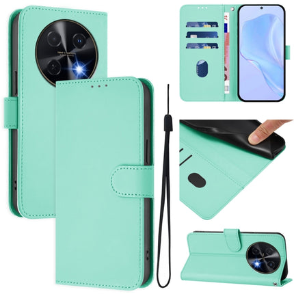 Skin Feel Solid Color Leather Phone Case with Lanyard, For Huawei nova 12i 4G