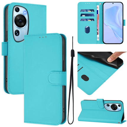 Skin Feel Solid Color Leather Phone Case with Lanyard, For Huawei P60 Art