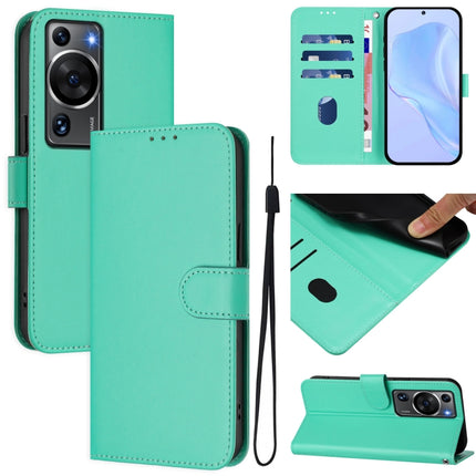 Skin Feel Solid Color Leather Phone Case with Lanyard, For Huawei P60 / P60 Pro