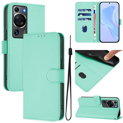 Skin Feel Solid Color Leather Phone Case with Lanyard, For Huawei P60 / P60 Pro