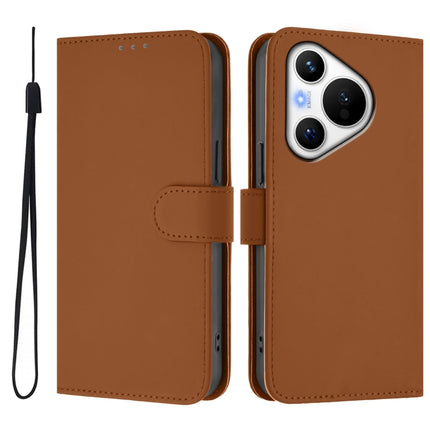 Skin Feel Solid Color Leather Phone Case with Lanyard, For Huawei Pura 70