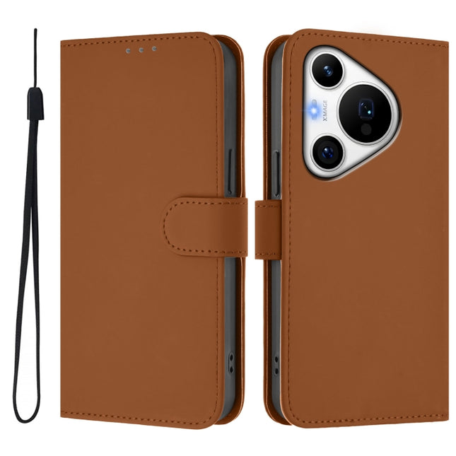 Skin Feel Solid Color Leather Phone Case with Lanyard, For Huawei Pura 70 Pro / 70 Pro+