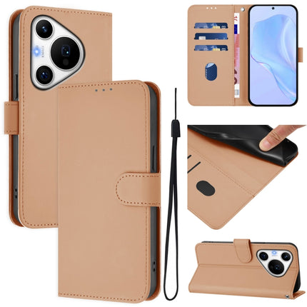 Skin Feel Solid Color Leather Phone Case with Lanyard, For Huawei Pura 70 Pro / 70 Pro+