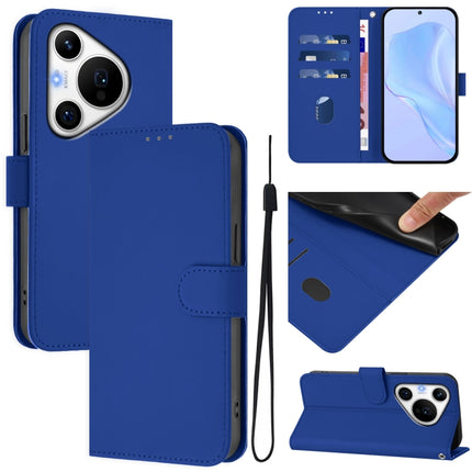 Skin Feel Solid Color Leather Phone Case with Lanyard, For Huawei Pura 70 Pro / 70 Pro+