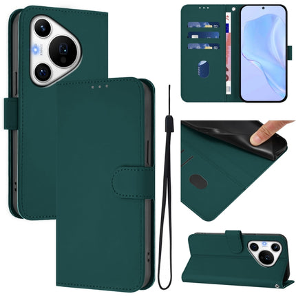 Skin Feel Solid Color Leather Phone Case with Lanyard, For Huawei Pura 70 Pro / 70 Pro+
