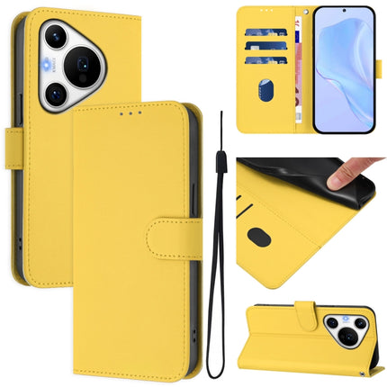 Skin Feel Solid Color Leather Phone Case with Lanyard, For Huawei Pura 70 Pro / 70 Pro+