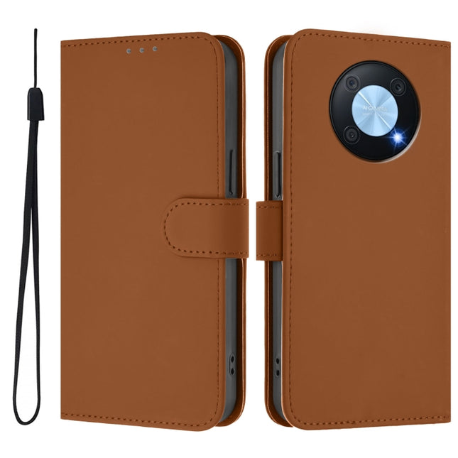 Skin Feel Solid Color Leather Phone Case with Lanyard, For Huawei Enjoy 50 Pro 4G / nova Y90