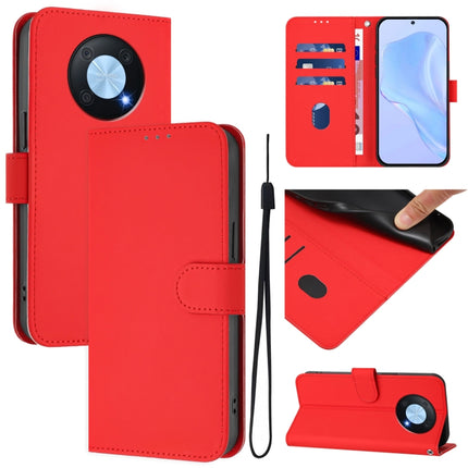 Skin Feel Solid Color Leather Phone Case with Lanyard, For Huawei Enjoy 50 Pro 4G / nova Y90