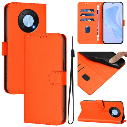 Skin Feel Solid Color Leather Phone Case with Lanyard, For Huawei Enjoy 50 Pro 4G / nova Y90