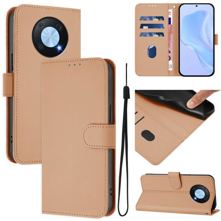 Skin Feel Solid Color Leather Phone Case with Lanyard, For Huawei Enjoy 50 Pro 4G / nova Y90