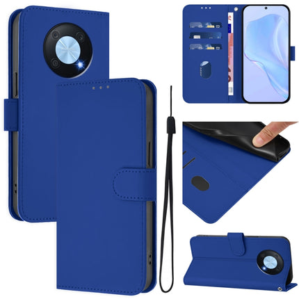 Skin Feel Solid Color Leather Phone Case with Lanyard, For Huawei Enjoy 50 Pro 4G / nova Y90