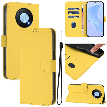 Skin Feel Solid Color Leather Phone Case with Lanyard, For Huawei Enjoy 50 Pro 4G / nova Y90