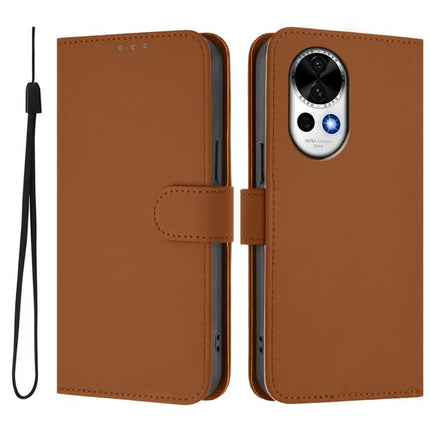 Skin Feel Solid Color Leather Phone Case with Lanyard, For Huawei Nova 13 / Nova 12