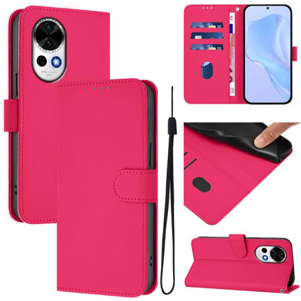 Skin Feel Solid Color Leather Phone Case with Lanyard, For Huawei Nova 13 / Nova 12