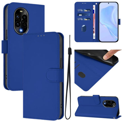 Skin Feel Solid Color Leather Phone Case with Lanyard, For Huawei Nova 13 Pro