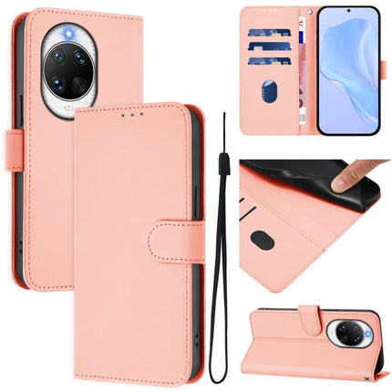 Skin Feel Solid Color Leather Phone Case with Lanyard, For Huawei nova 14 Pro