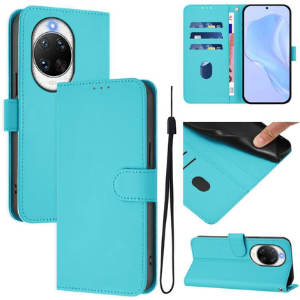 Skin Feel Solid Color Leather Phone Case with Lanyard, For Huawei nova 14 Pro