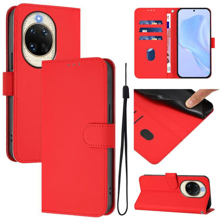 Skin Feel Solid Color Leather Phone Case with Lanyard, For Huawei nova 14