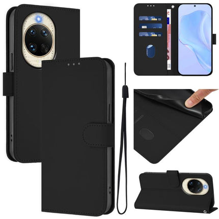 Skin Feel Solid Color Leather Phone Case with Lanyard, For Huawei nova 14