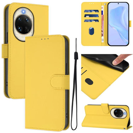 Skin Feel Solid Color Leather Phone Case with Lanyard, For Huawei nova 14