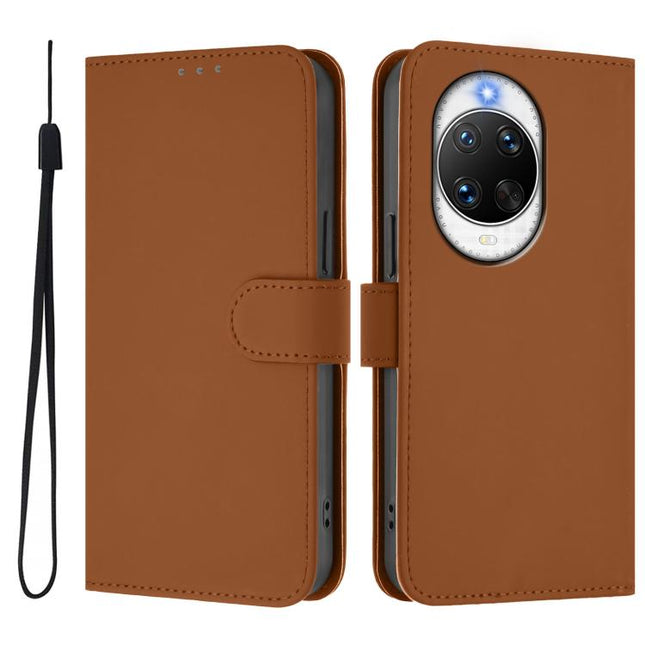 Skin Feel Solid Color Leather Phone Case with Lanyard, For Huawei nova 14 Ultra
