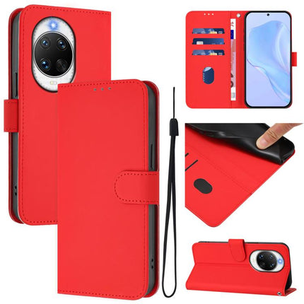 Skin Feel Solid Color Leather Phone Case with Lanyard, For Huawei nova 14 Ultra