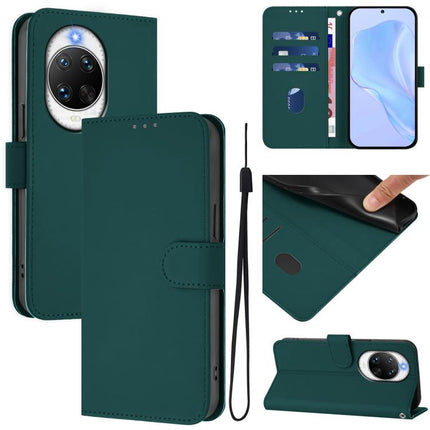 Skin Feel Solid Color Leather Phone Case with Lanyard, For Huawei nova 14 Ultra