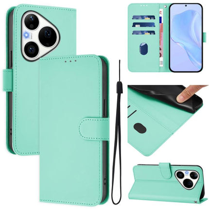 Skin Feel Solid Color Leather Phone Case with Lanyard, For Huawei Pura 90 Pro 5G