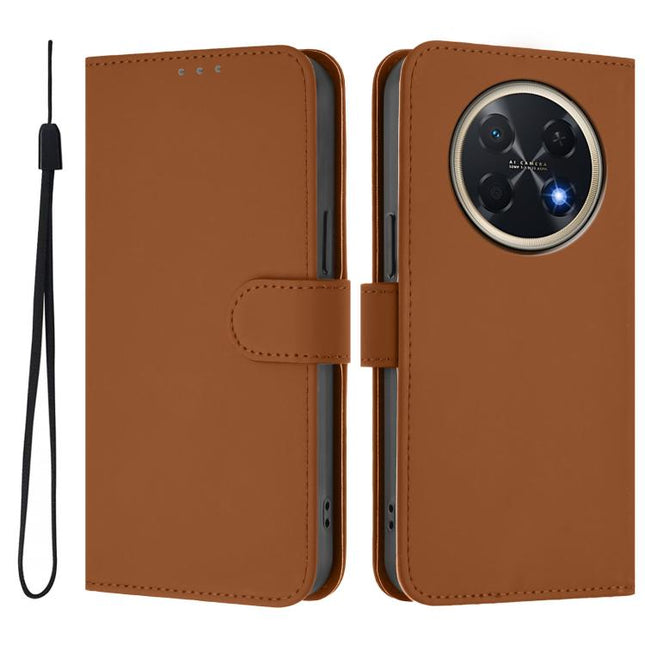 Skin Feel Solid Color Leather Phone Case with Lanyard, For Huawei Pura 90 Pro Max 5G