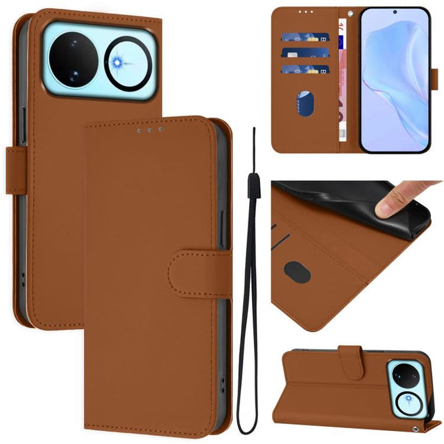 Skin Feel Solid Color Leather Phone Case with Lanyard, For Huawei nova 16